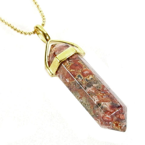 Leopard Skin Jasper Gemstone Pendant Necklace
